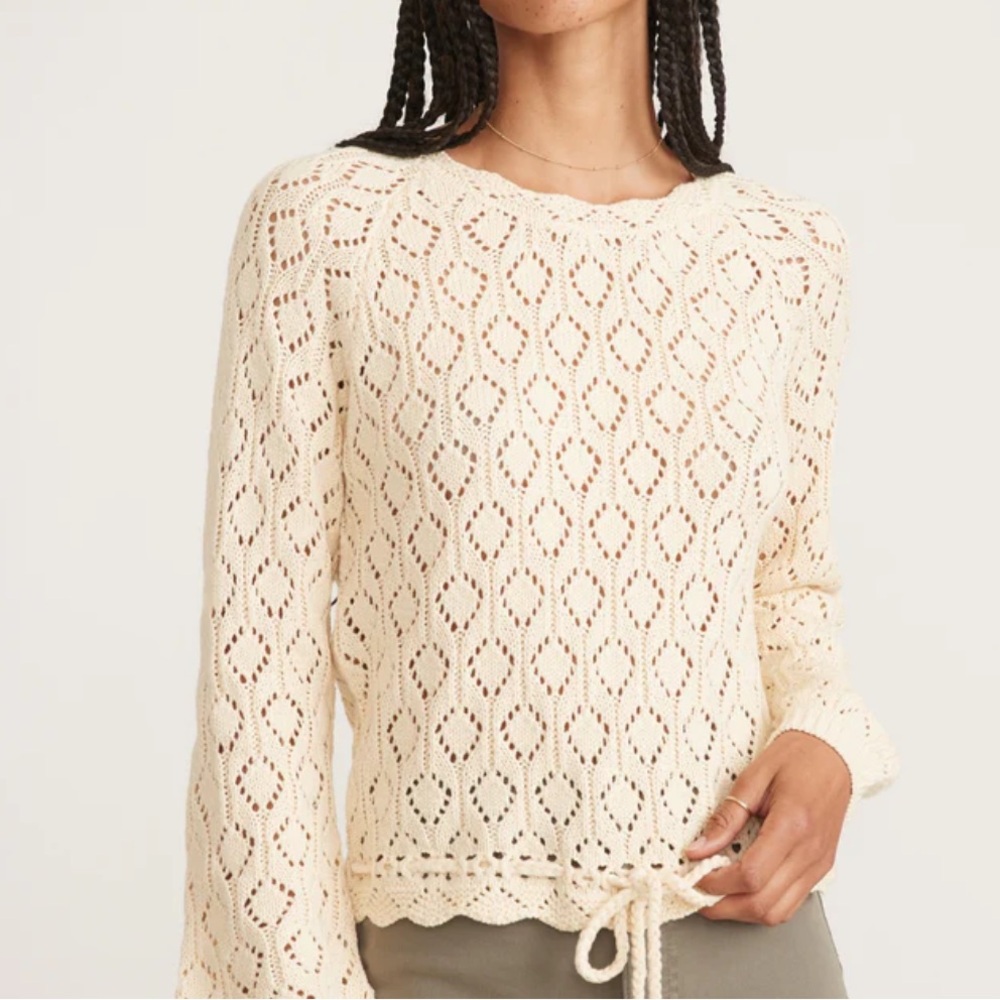 MARINE LAYER Manzanita Crochet Fringe Sweater Size M - Picture 2 of 8